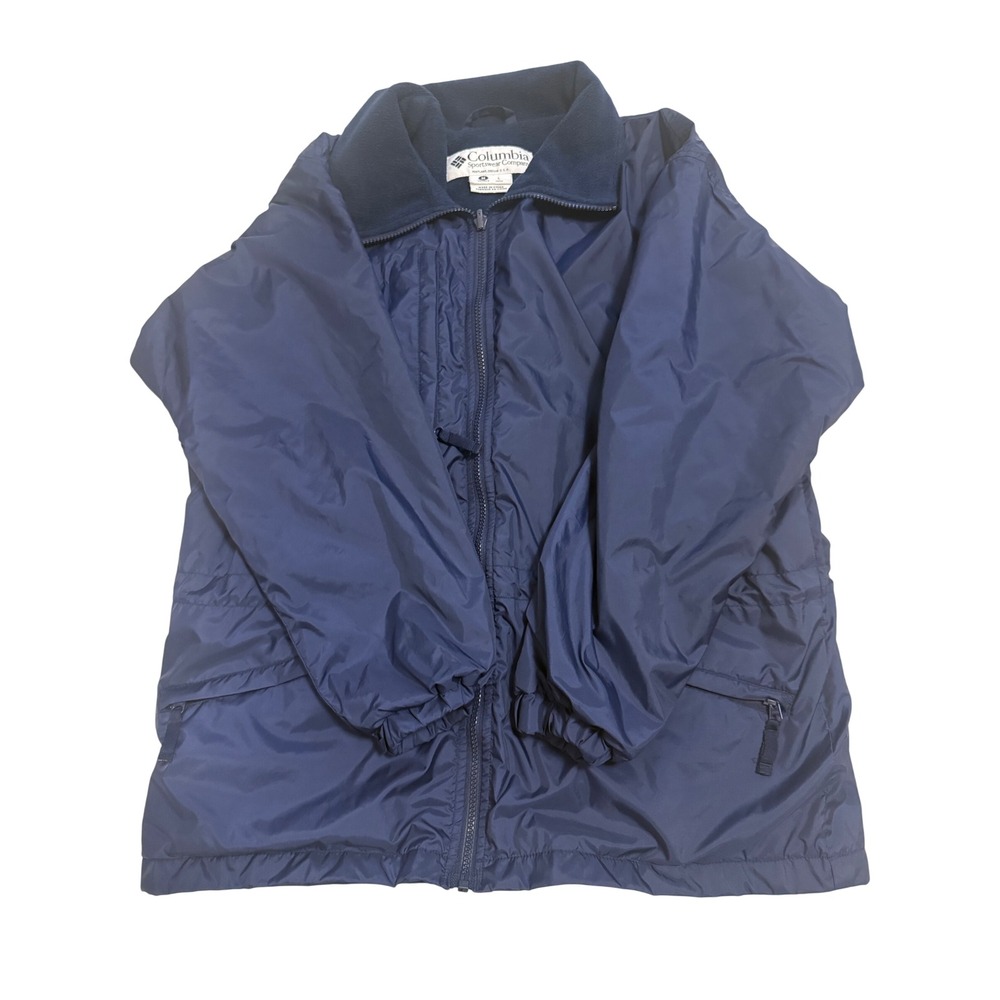 Columbia Windbreaker Jacket Womens M L Navy Blue Good Vintage 1997 Fleece Lined